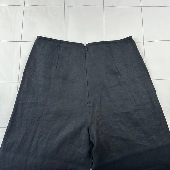 Faithfull the Brand Pants Womens 6 Black Linen Wide Leg Ottavio High Rise Zip Up - Picture 7 of 13